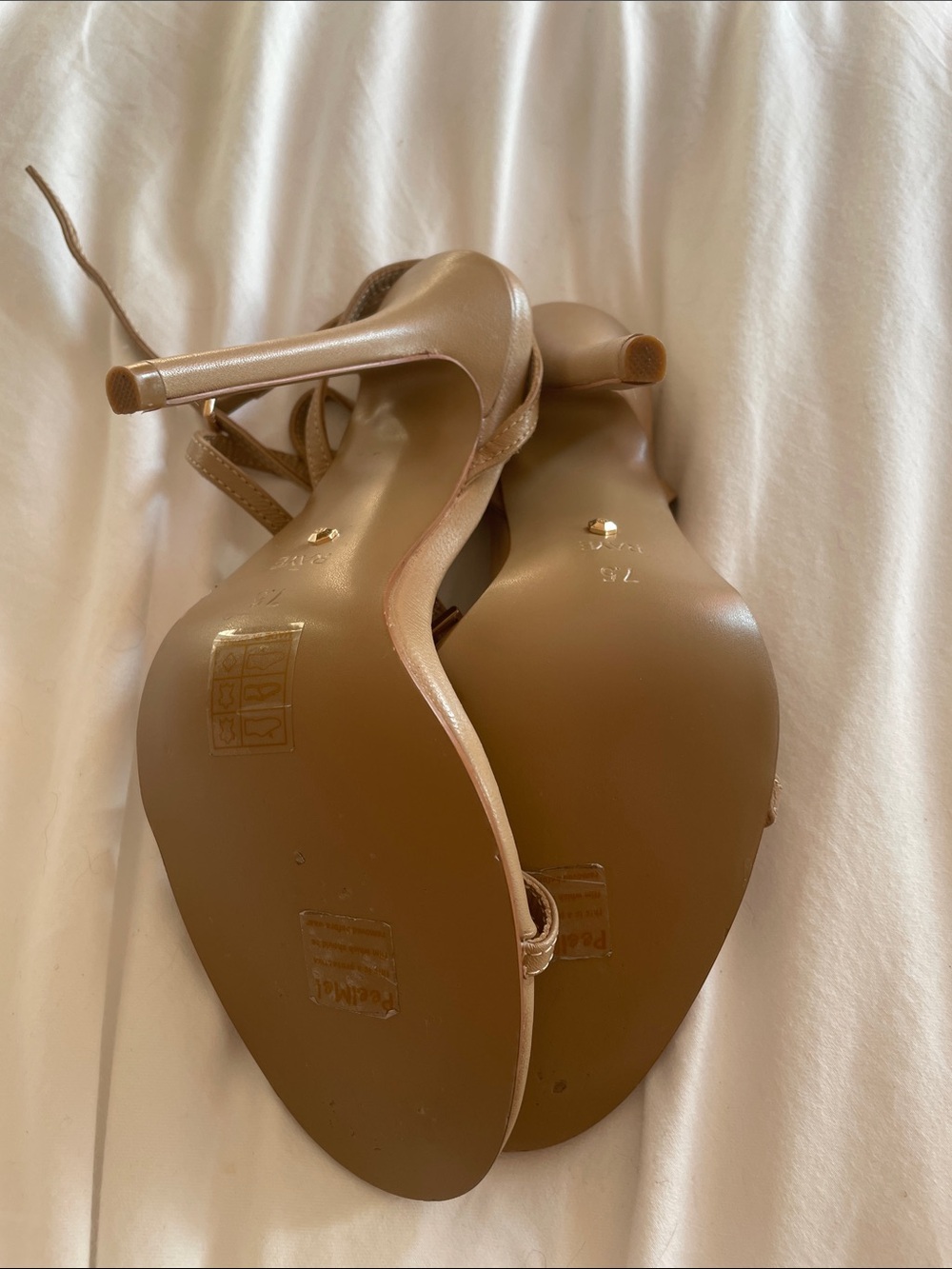 RAYE Brown Thin‑Strap Ankle Wrap nude Heels - Picture 4 of 14